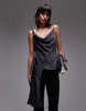 Mango silky asymmetric drape top in gray