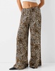 Bershka tie waist wide leg pants in leopard print