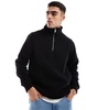 River Island 1987 half zip fleece in black