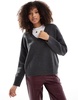 Bershka fluffy v-neck sweater in gray heather