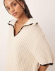 ASOS DESIGN knit polo shirt with tipping detail in stone - part of a set