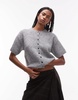 Topshop knitted half sleeve cardi in gray