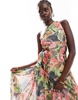 ASOS DESIGN one shoulder ruched side panel midi dress in floral print