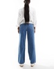 ASOS DESIGN wide leg dad jeans in dark mid blue