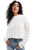 Bershka cable sweater in ecru
