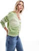 Brave Soul space dye cardigan in white & green