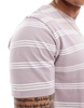 Brave Soul horizontal stripe T-shirt in dusty purple & white