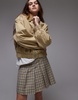 Topshop box pleat mini skirt in green check