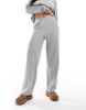 ASOS DESIGN lounge glitter waffle hoodie & wide leg pants set in gray