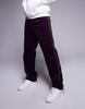 ASOS DESIGN pull on pants in purple corduroy with stripe detail