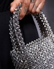 River Island beaded grab bag in silver