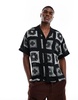 ADPT oversized camp collar shirt with bandana print in black