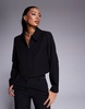 River Island zip up collar jacket in black