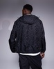 Armani Exchange all over logo hooded jacket in black