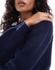 ASOS DESIGN chunky crew neck rib sweater in navy