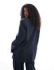 Bershka ultra oversized blazer in navy stripe - part of a set