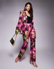 ASOS LUXE tailored pants in dark blurred floral print - part of a set
