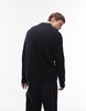 ARKET oversized cardigan with two way zip in dark blue