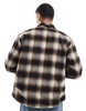 Bershka plaid washed shirt in brown