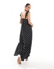 Brave Soul polka dot maxi dress with ruffle detail in black