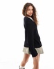 Monki cable knit boxy button front cardigan in black