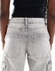 Bershka high waisted cargo jeans in washed gray