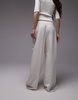 Mango buckle waistband straight leg pants in white
