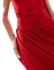 Aria Cove exclusive slinky one shoulder thigh split maxi dress in red