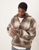 ASOS DESIGN extreme oversized boxy sweater with funnel neck in brown plaid