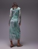 & Other Stories sheer mesh midi dress in green marble print