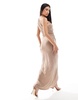 Aria Cove exclusive slinky one shoulder thigh split maxi dress in mocha