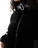 Bershka buckle detail faux fur jacket in black