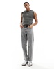 Bershka ribbed tank top in washed gray