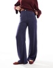 ASOS DESIGN Tall relaxed straight leg linen mix pants in navy stripe