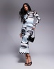 AFRM Shailene mock neck midi length dress with detachable lining in mono pop art