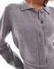 Aria Cove knitted collar detail bodycon mini sweater dress in gray