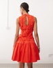 Amy Lynn cutwork lace mini dress in red