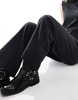 ONLY soft texture wide leg pants in dark gray - part of a set