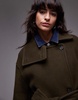ARKET wool maxi belted trench coat with side splits in Khaki