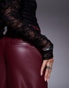 ASOS DESIGN ruched front lace long sleeve bodysuit in black
