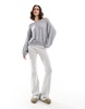 Bershka off the shoulder knit top in gray heather