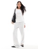 Bershka ruched side long sleeve t-shirt in ecru