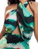 ASOS DESIGN satin halter cross front cut out detail maxi dress in abstract print