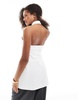 Bershka longline halterneck tailored vest in white