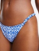 Stradivarius ruched side bikini bottoms in blue floral print