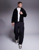 ASOS DESIGN oversized scuba hooded shacket in black