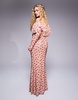 AFRM Dahlia off the shoulder maxi dress with ruffle detail in almond kiss print