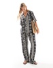 ASOS DESIGN boxy shirt with shell vacation print in mono - part of a set