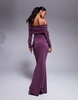 ASOS DESIGN soft handle fold over waist fishtail maxi skirt with side ruching in burgundy