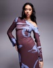 ASOS DESIGN fallen tie shoulder midaxi dress in floral smudge print